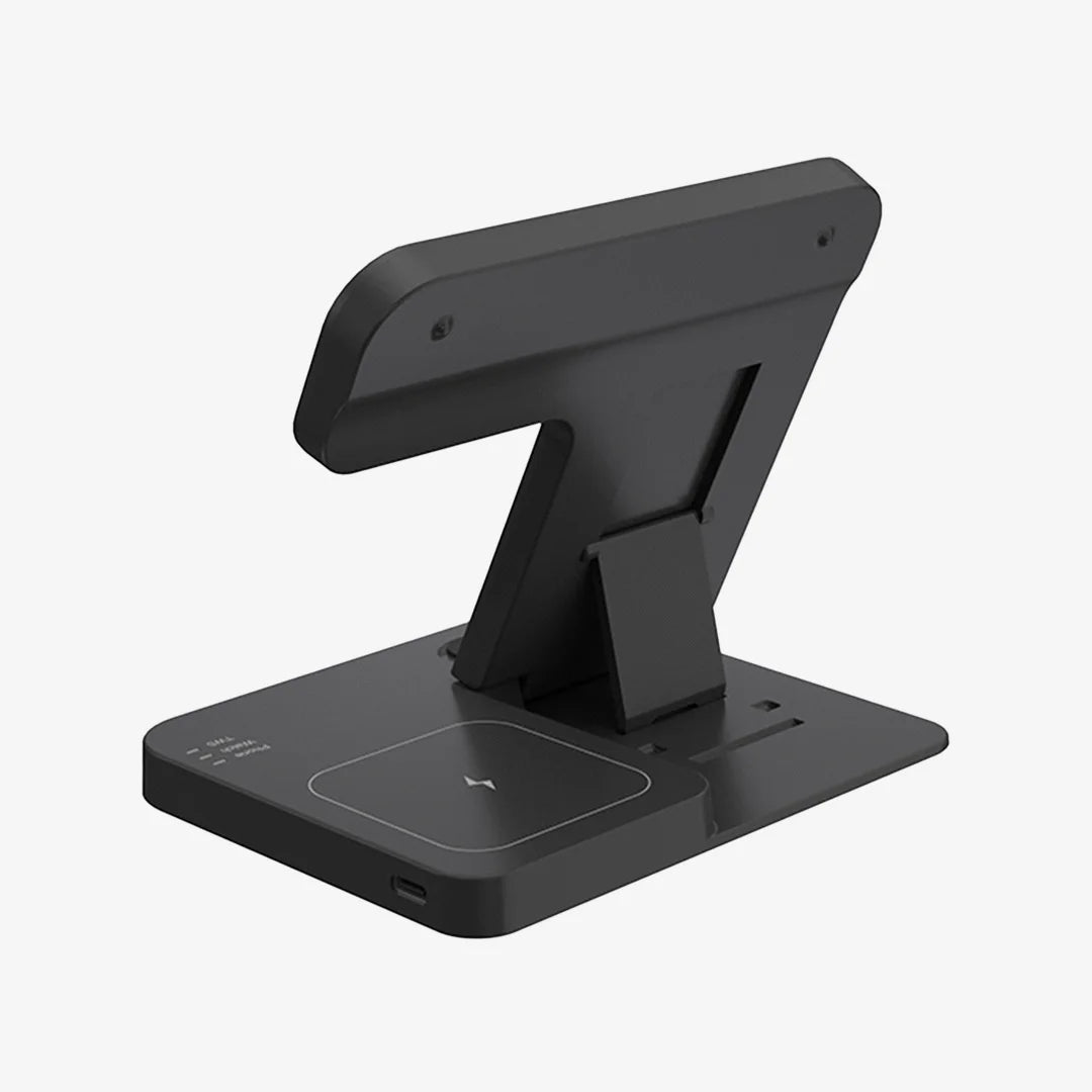 Nottage 3-in-1 Foldable Wireless Charger in Black Back - 7871