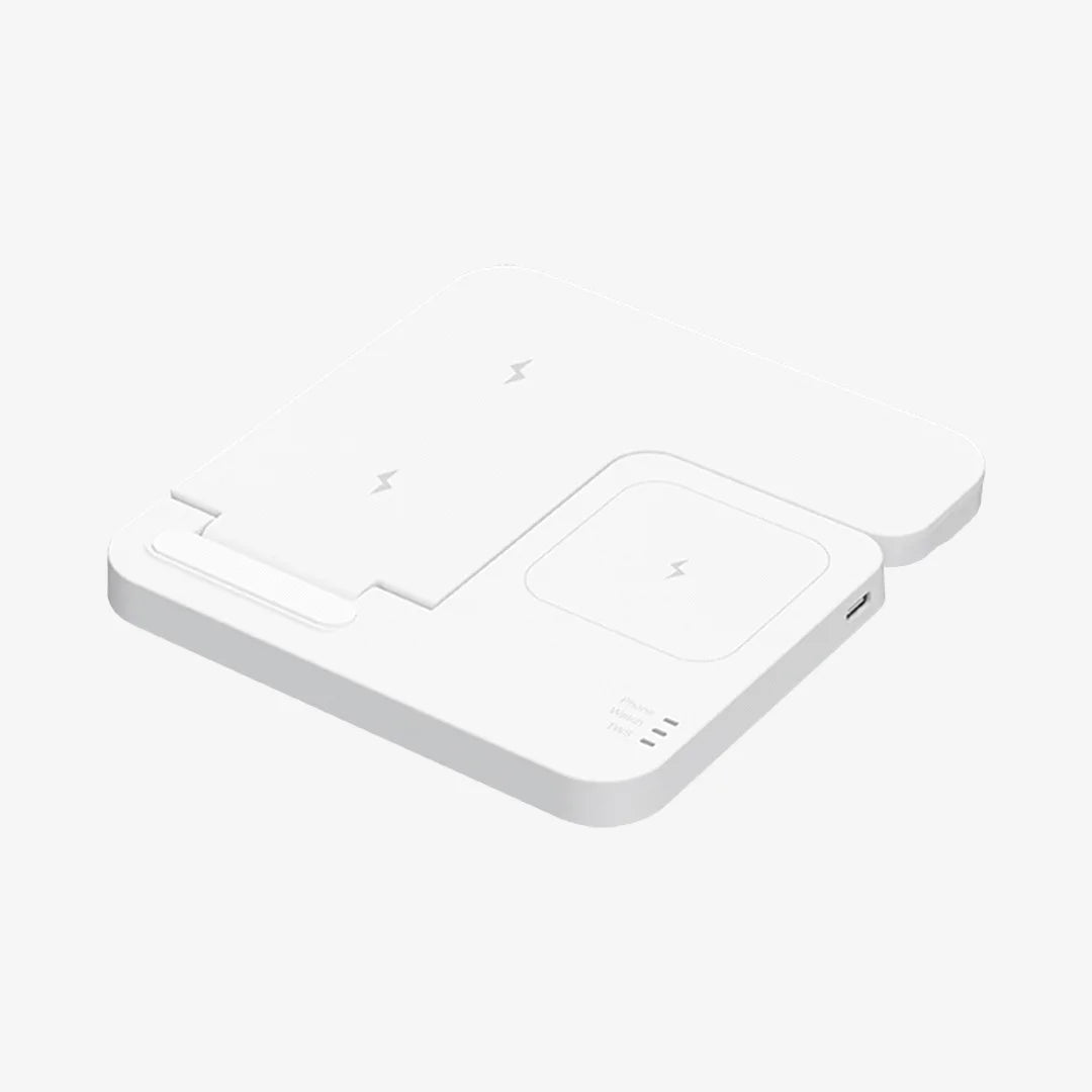 Nottage 3-in-1 Foldable Wireless Charger in White Folded - 7871