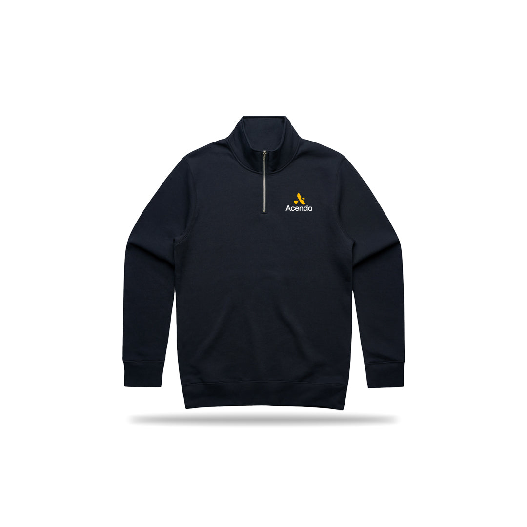 Acenda AS Colour Men’s Stencil Half Zip Fleece Pullover Front in Navy - Acenda-5125-NAVY