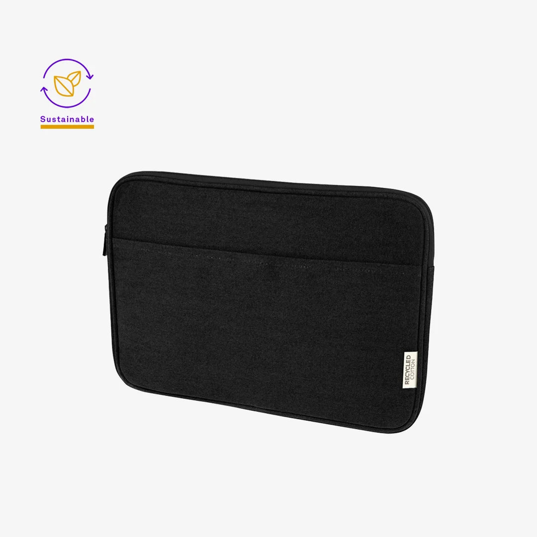 Darani GRS Recycled Canvas 14 Inch Eco Laptop Sleeve in Black Angled - DA1006