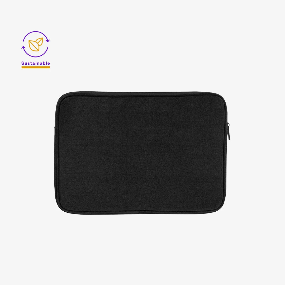 Darani GRS Recycled Canvas 14 Inch Eco Laptop Sleeve in Black Back - DA1006