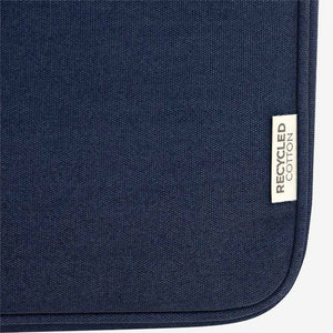 Lifestyle Image of Darani GRS Recycled Canvas 14 Inch Eco Laptop Sleeve in Navy - DA1006