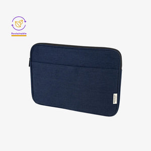 Darani GRS Recycled Canvas 14 Inch Eco Laptop Sleeve in Navy Angled - DA1006