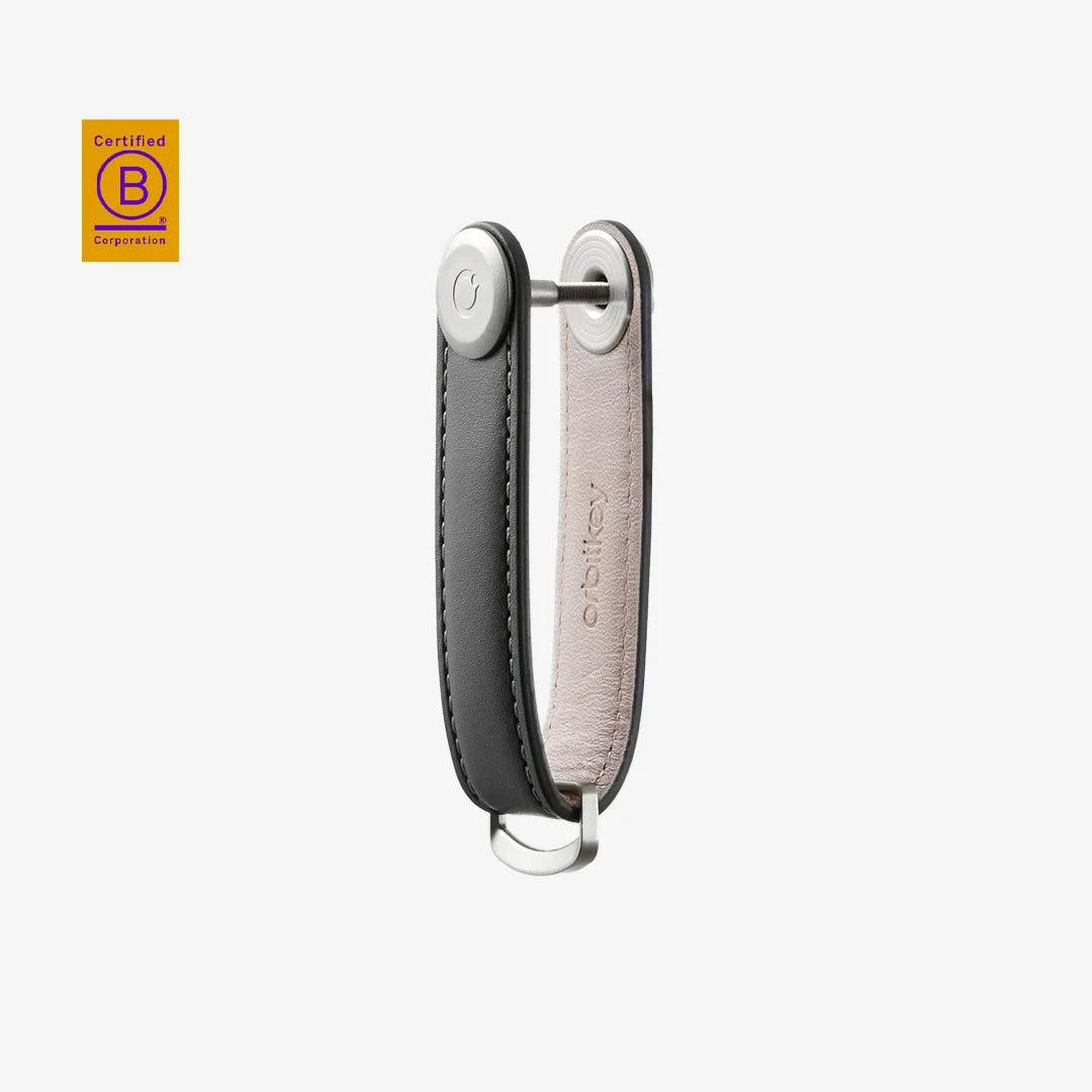 Orbitkey Key Organiser Leather in Charcoal/Grey Side Locked - OKOL