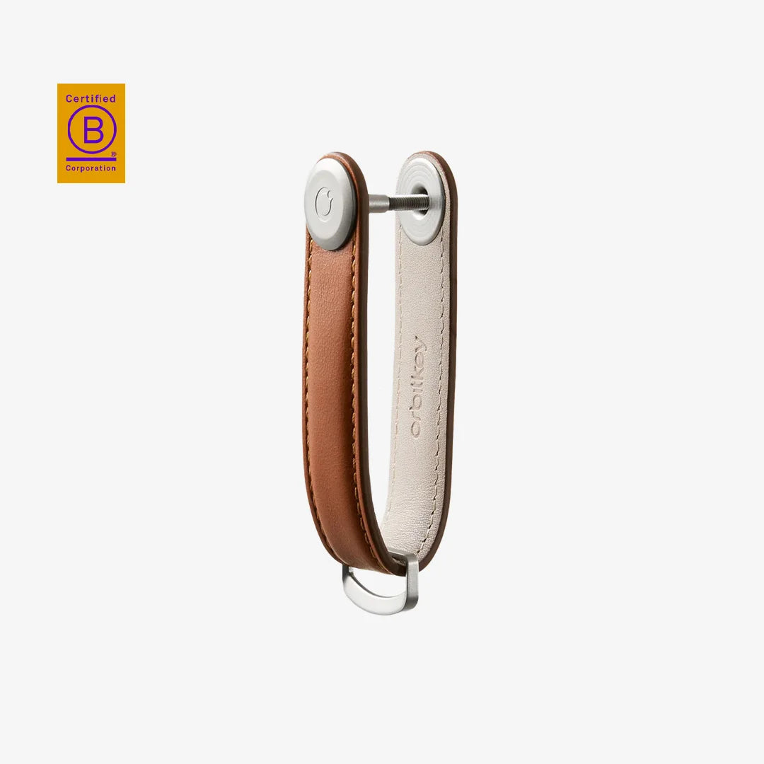 Orbitkey Key Organiser Leather in Cognac/Tan Side Locked - OKOL