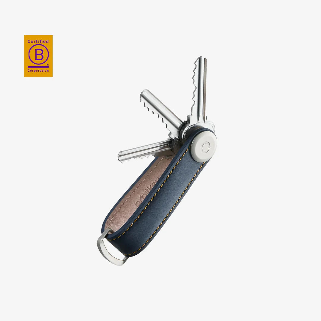 Orbitkey Key Organiser Leather in Navy/Tan - OKOL