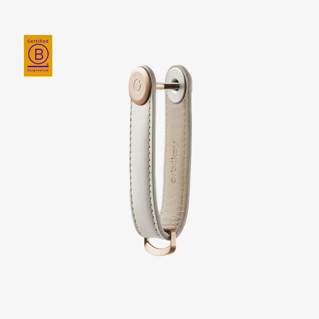 Orbitkey Key Organiser Leather in Stone/Grey Side Locked - OKOL