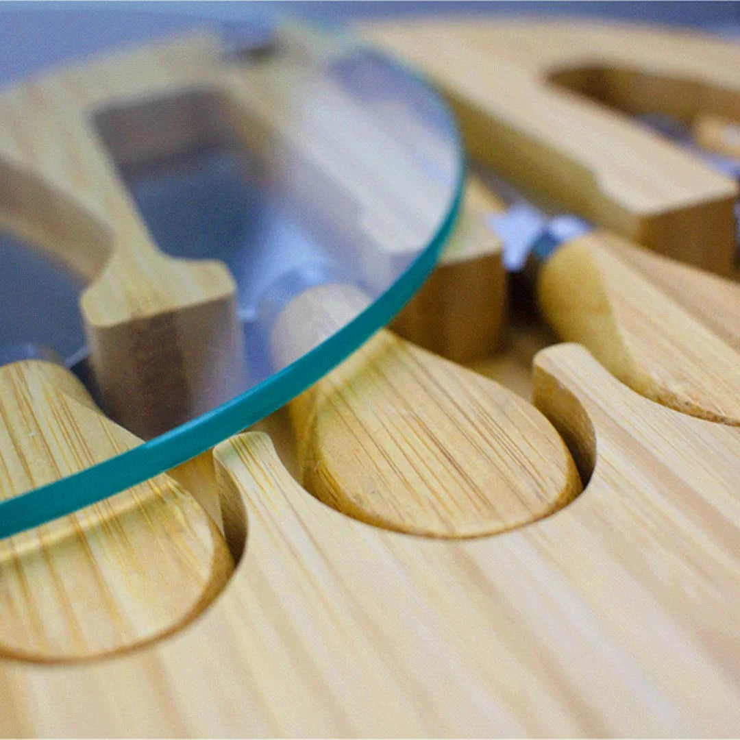 Details of Trekk Round Bamboo Glass Cheese Set - TK1054