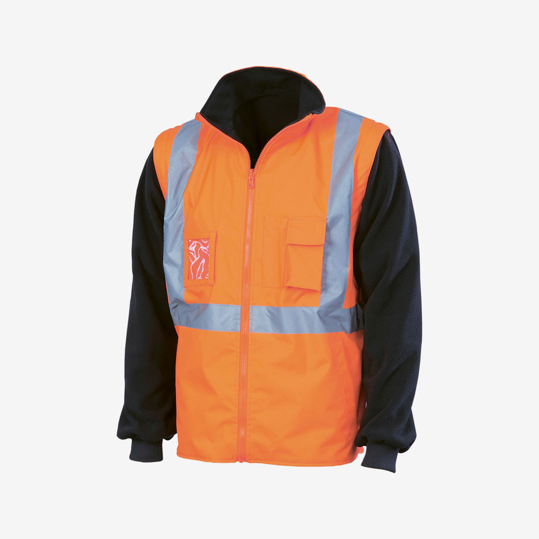 DNC WORKWEAR Hi-Vis Cross Back D/N 4-in-1 Zip Off Sleeve Reversible Vest 3994 main image 1