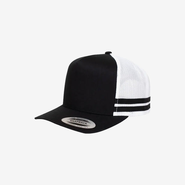 Yupoong Stripe 5-Panel Cap Black/White  - 6507