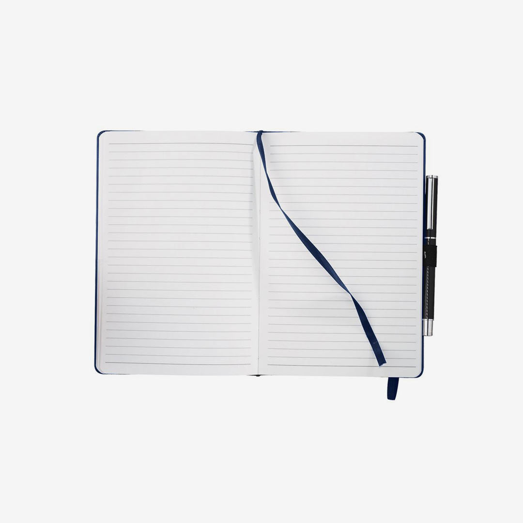 Shop Custom Nottage Pedova Pocket Bound JournalBook in Blue with blue elastic detail - 9198