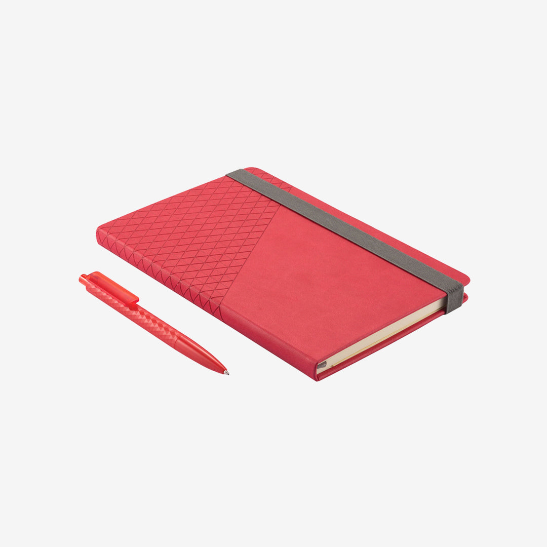 Nottage Geo Journal Notebook and Pen Set in Red - JB1026