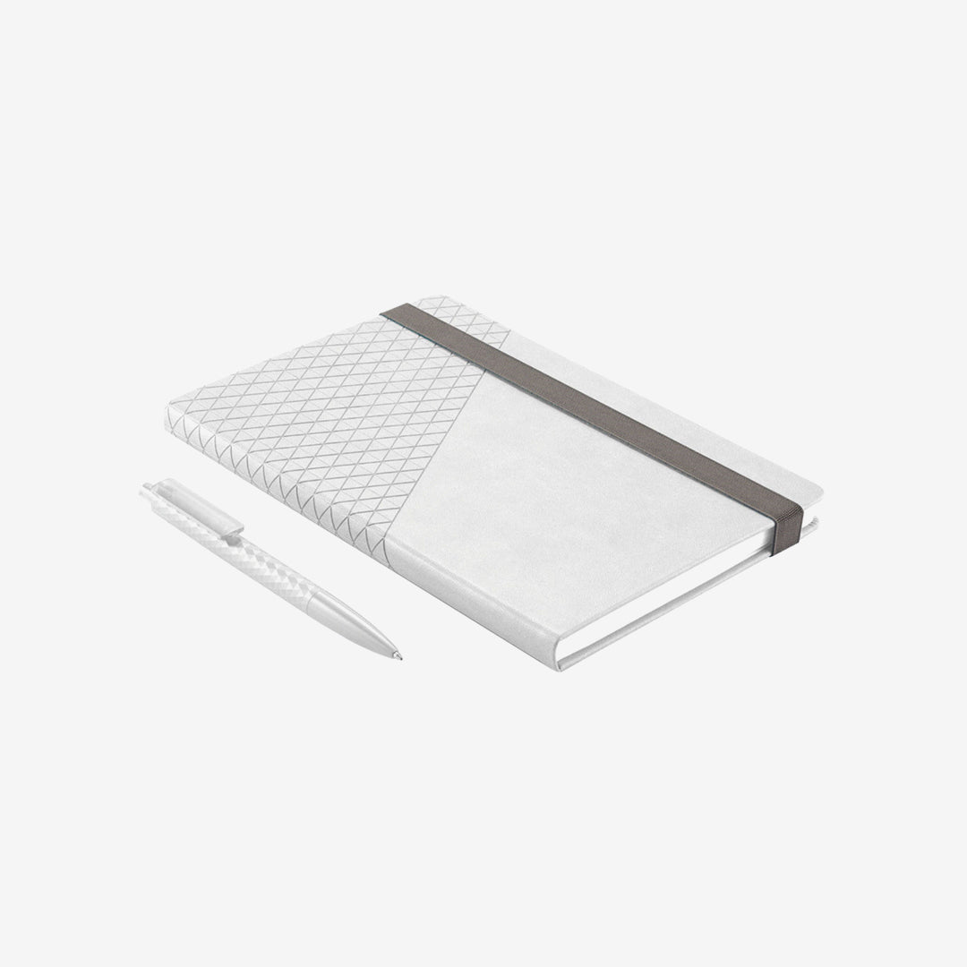 Nottage Geo Journal Notebook and Pen Set in White - JB1026