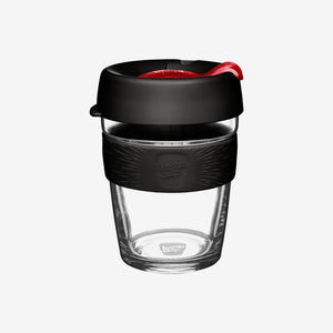 KeepCup Personalised Brew Glass Reusable Coffee Cup 12oz/340ml - Tomato Red Plug