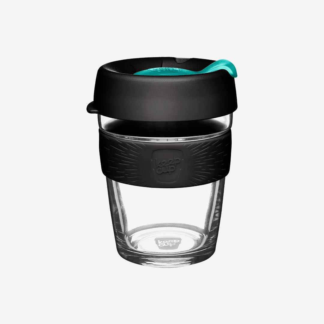 KeepCup Personalised Brew Glass Reusable Coffee Cup 12oz/340ml - Turquoise Green Plug