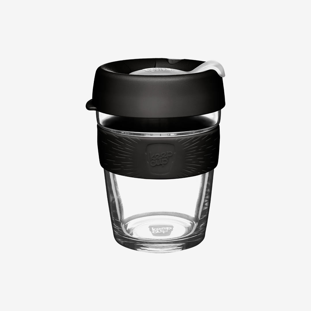 KeepCup Personalised Brew Glass Reusable Coffee Cup 12oz/340ml - White Plug