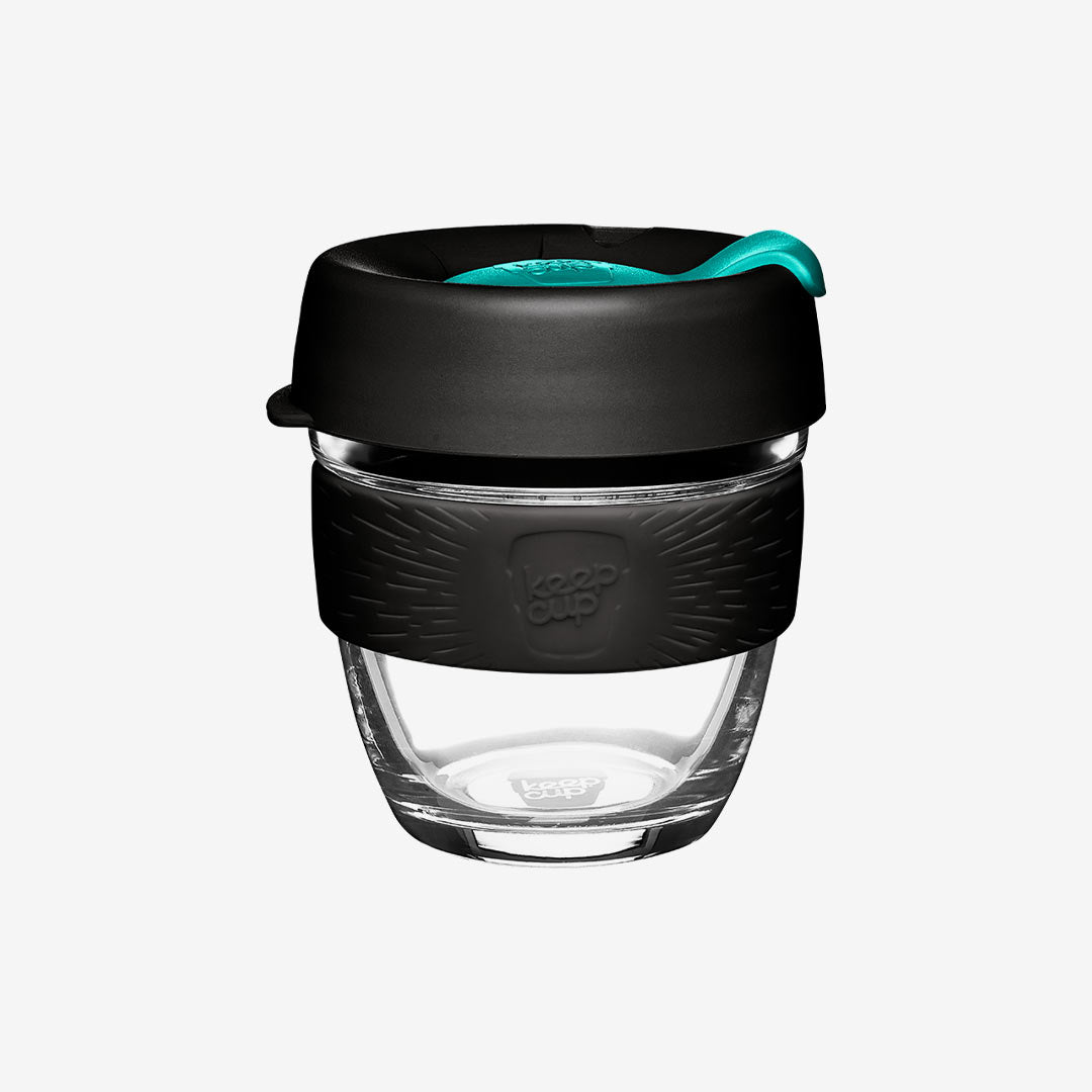 KeepCup Personalised Brew Glass Reusable Coffee Cup 8oz/277ml - Turquoise Green Plug Plug