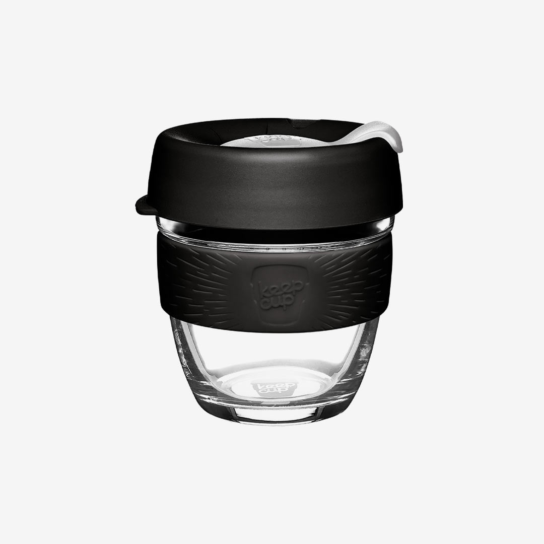 KeepCup Personalised Brew Glass Reusable Coffee Cup 8oz/277ml - White Plug