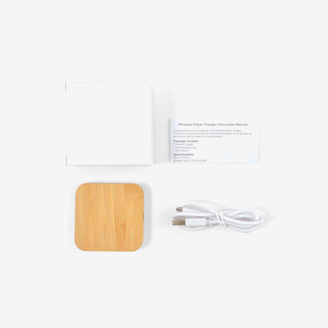 Logo Line Arc Square Eco Bamboo Wireless Charger - LL0224