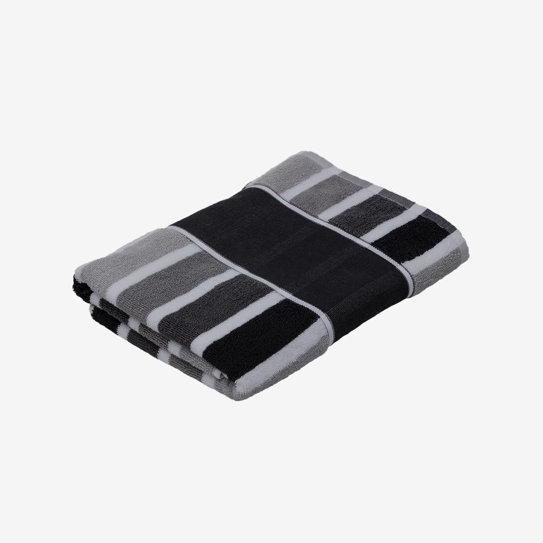 Legend Life Cabana Towel in Black/Charcoal/Grey/Silver Folded Detail - M145