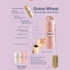 Promo Brands Grano Wheat Straw Water Bottle Features  - NP163