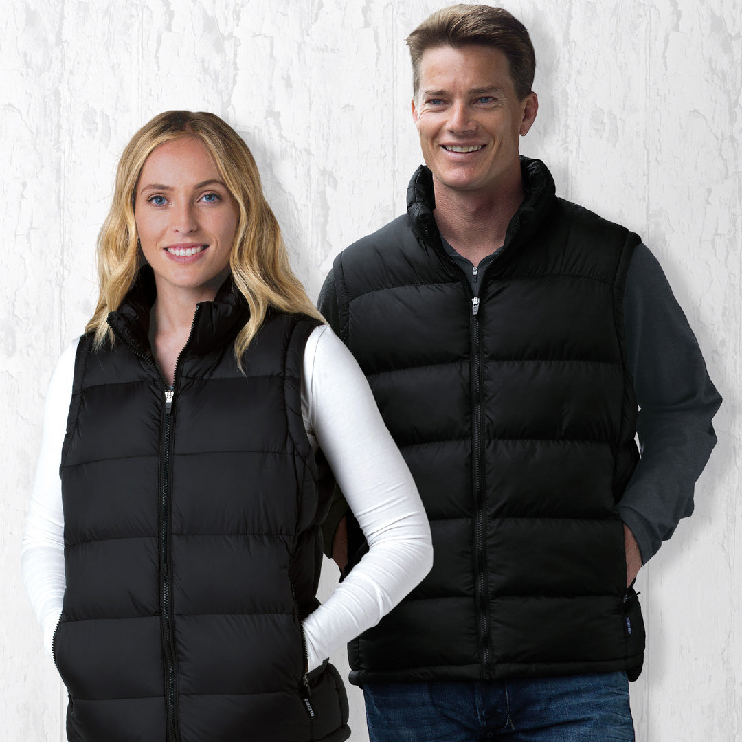 Man and woman wearing Gear for Life Men's Frontier Puffa Windproof Vest - FPV