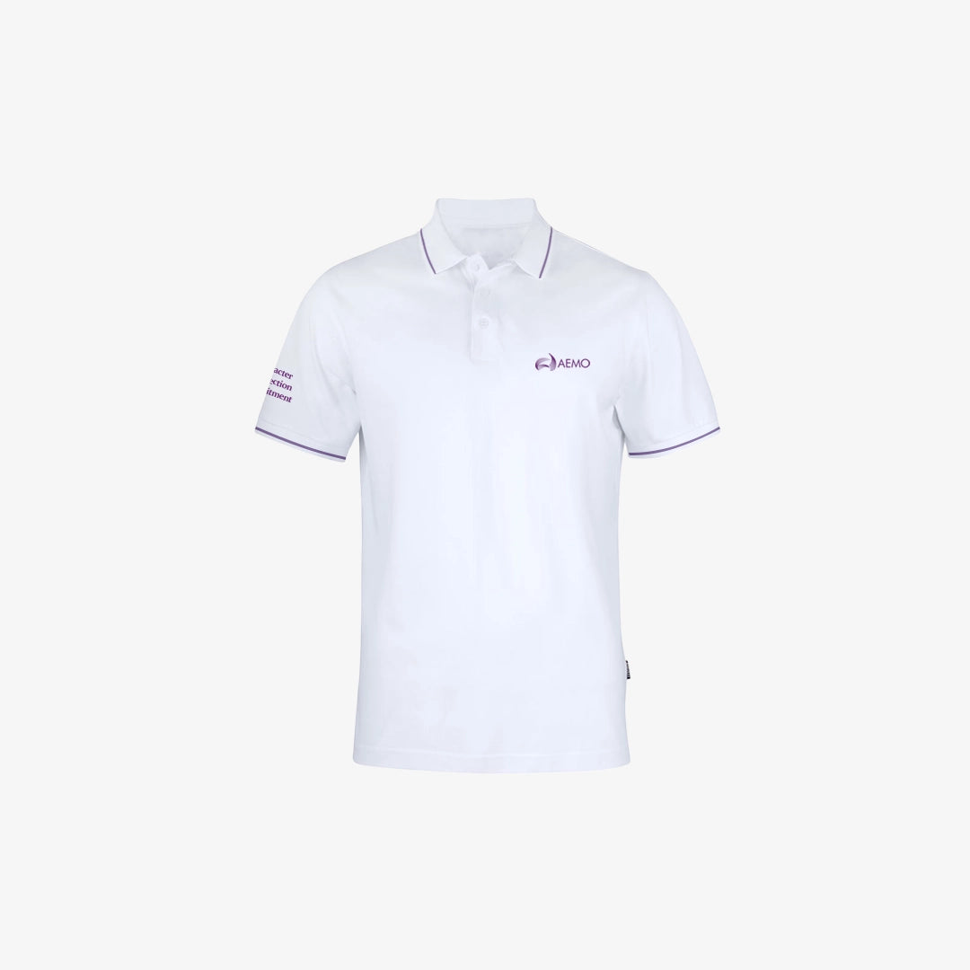 AEMO Men's Office Cotton Polo in White - AEMO-JH200-WHT