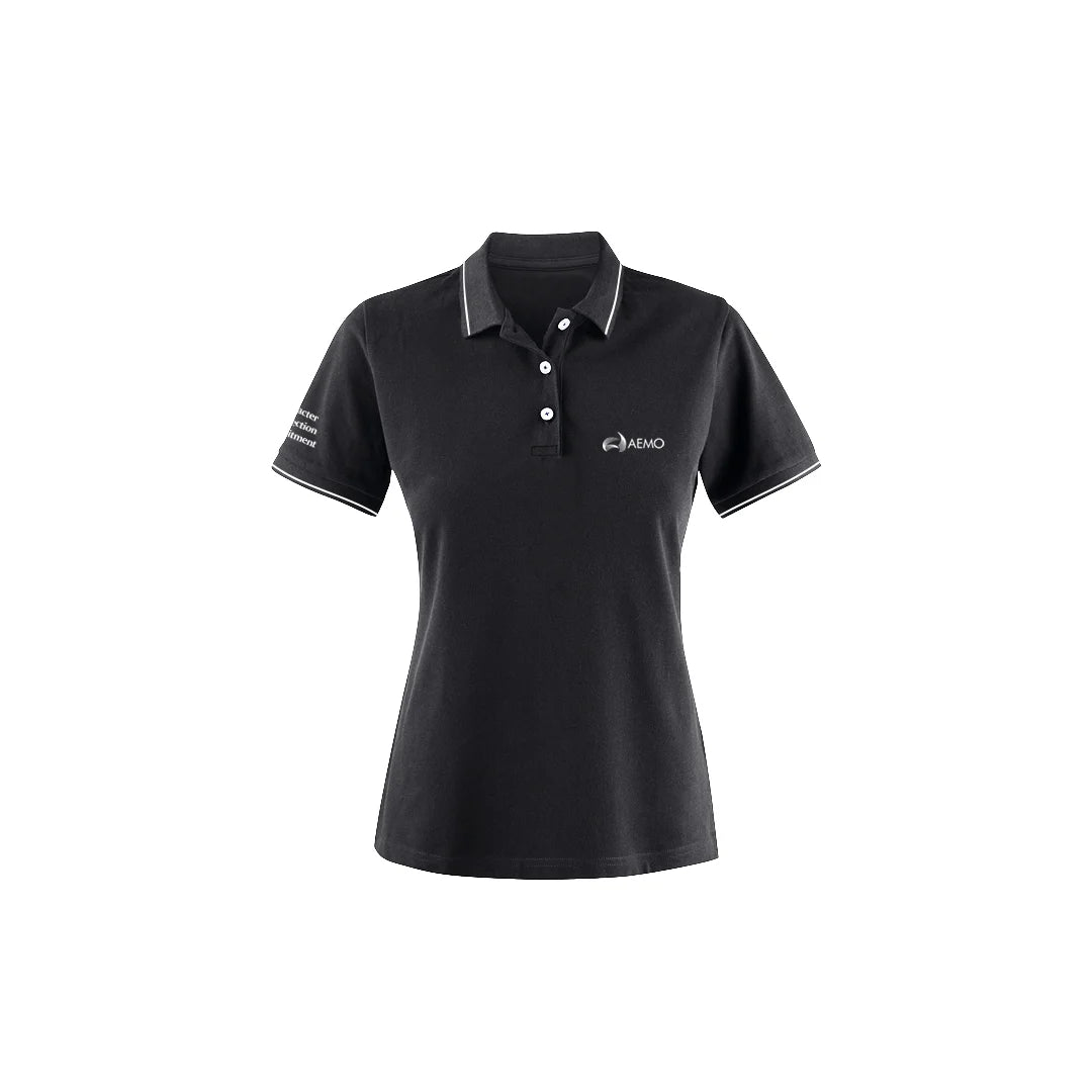 AEMO Women's Office Cotton Polo in Black - AEMO-JH200W-BLK