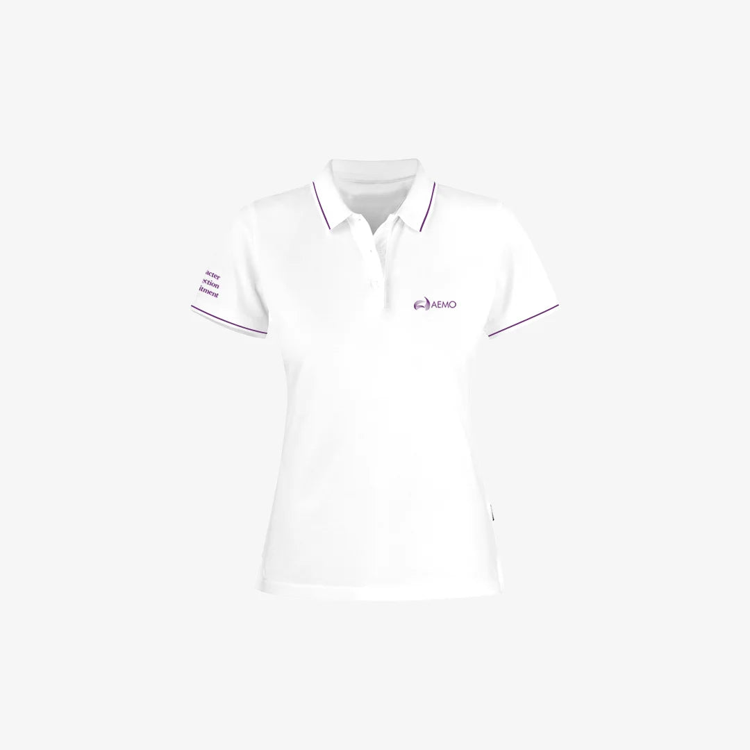 AEMO Women's Office Cotton Polo in White - AEMO-JH200W-WHT