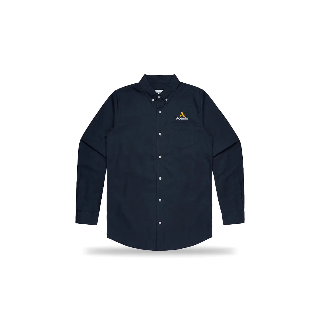 Acenda AS Colour Men's Oxford Casual Long Sleeve Shirt Front in Navy - Acenda-5401-NAVY