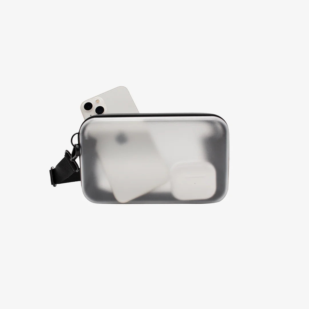 Lifestyle Photo Bane Hard Sided Tech Case in Transparent - 241120-7-56