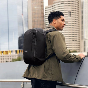 Lifestyle Photo of Bellroy Company Branded Transit 20L Workpack in Black - BR1004
