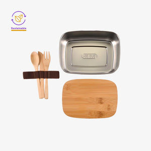 Logo Line Bermuda Lunch Box Set in Natural/Silver - LL6369