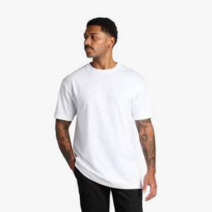 Lifestyle Image of Block Tubular Tee
in White - 5050T