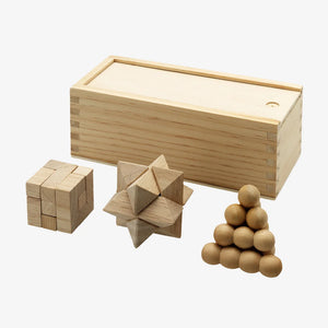 Brainiac 3-piece Wooden Brain Teaser Set in Natural - 110029