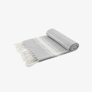 Company Branded Logo Line Bubbles & Beachdays Merch Nicola Spring Grey Stripe Turkish Towel - LL8321