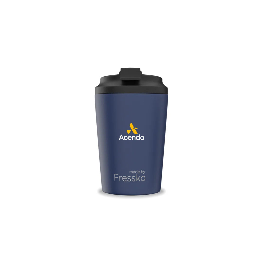 Acenda Fressko Camino 12oz Reusable Cup Front in Denim - Acenda-FSKCAMDEN340