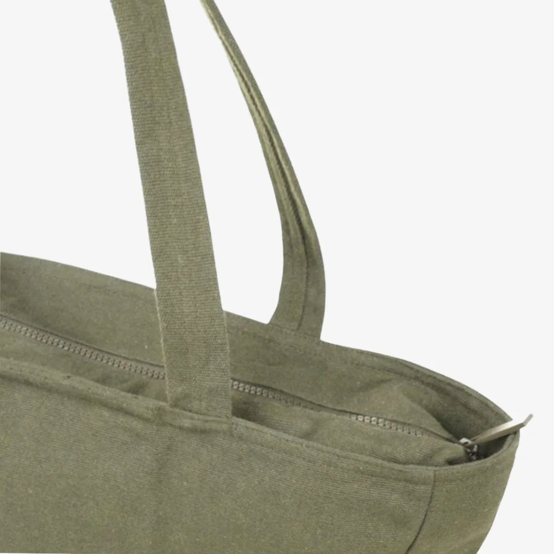 Details of Darani Weekender Recycled Zip Tote in Green - DA1014