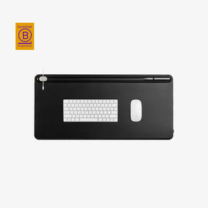 Orbitkey Large Desk Mat in Black with keyboard and mouse