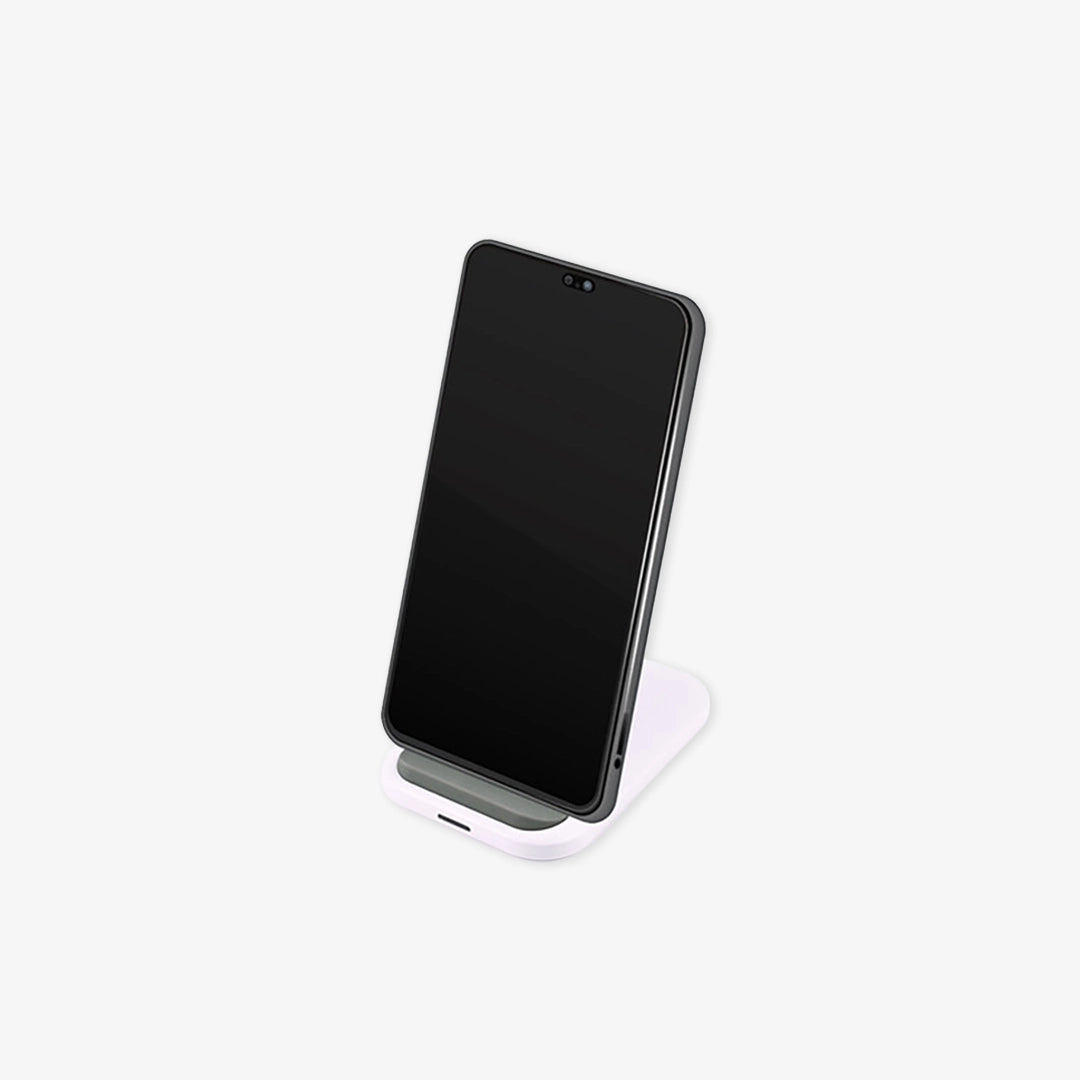 Phone Mounted Logo Line Dune Fast Wireless Charger in White - LL0230