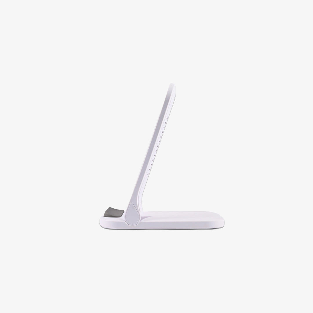 Side POV of Logo Line Dune Fast Wireless Charger in White - LL0230