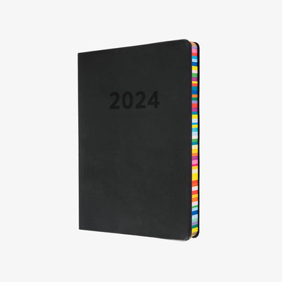 Collins Debden Edge Rainbow A5 2024 Diary Week to View Charcoal Black ED153 - Mercha