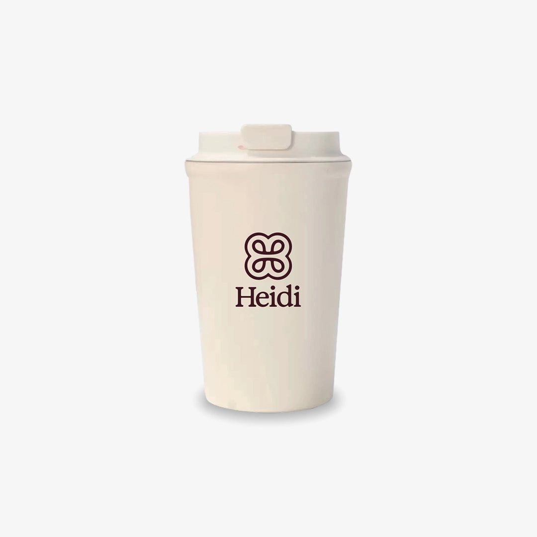 Heidi Harri's Reusable Coffee Mug in Beige - Heidi-Mug-01