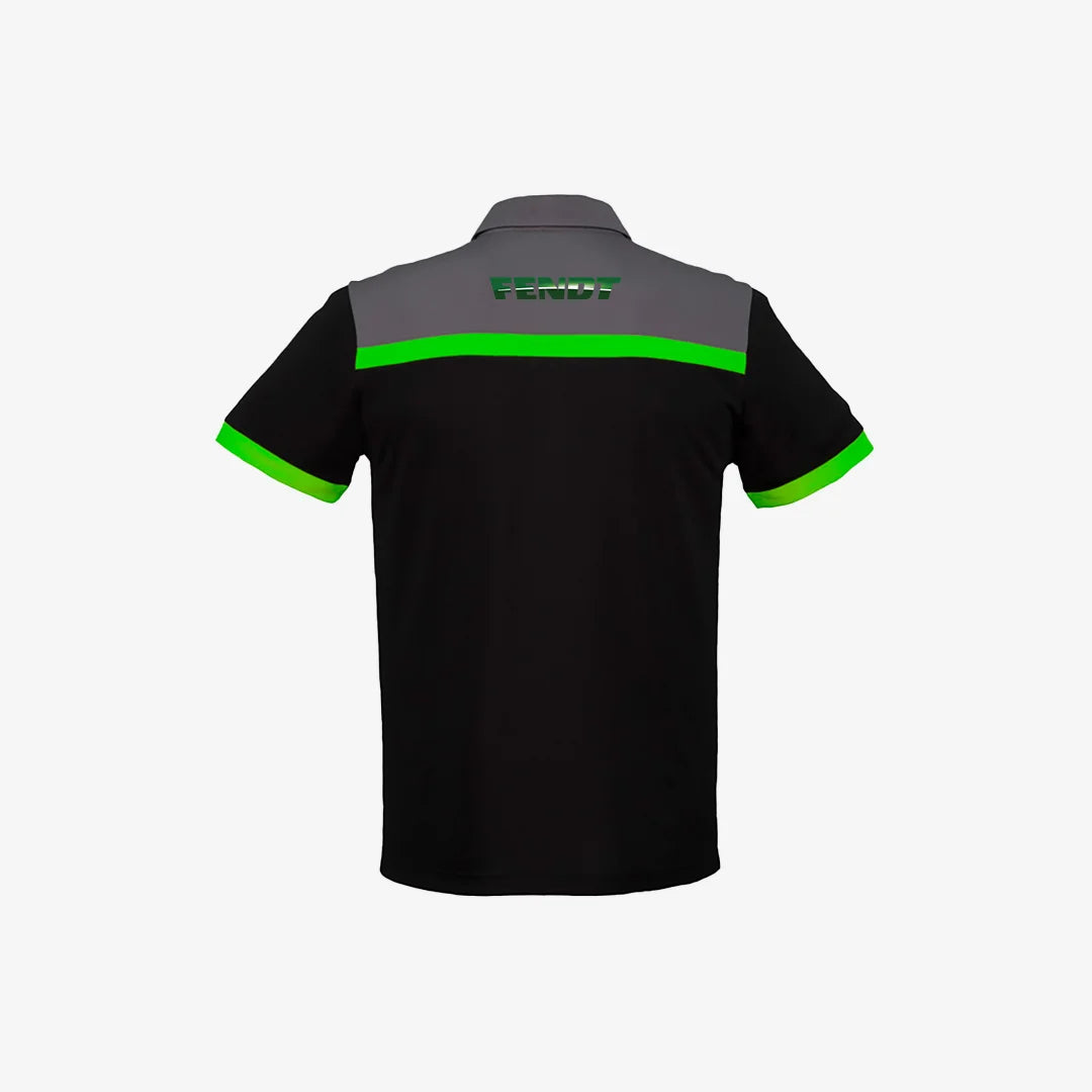 Fendt Men's Charger Short Sleeve Polo in Black/Green/Grey - P500MS