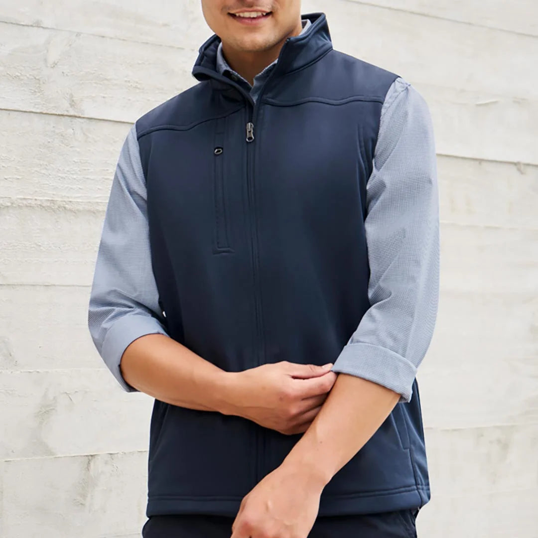 Man wearing Biz Collection Men's Softshell Vest - J3881