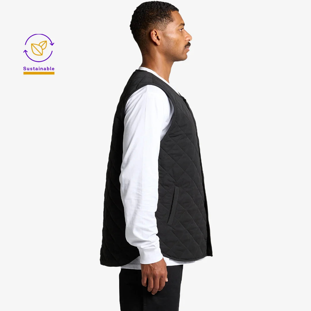 Man wearing AS Colour Quilted Vest Side in Black - 5531
