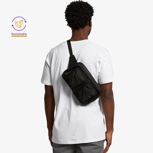 Man wearing AS Colour Recycled Double Waist Bag active in Black - 1025