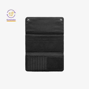 AS Colour Recycled Long Wallet Front Full Open in Black - 1034