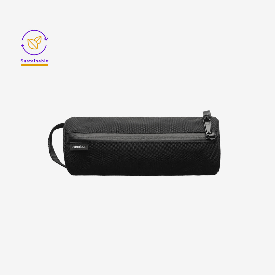 Recycled Stationary Bag in Black Zip Detail - 1023