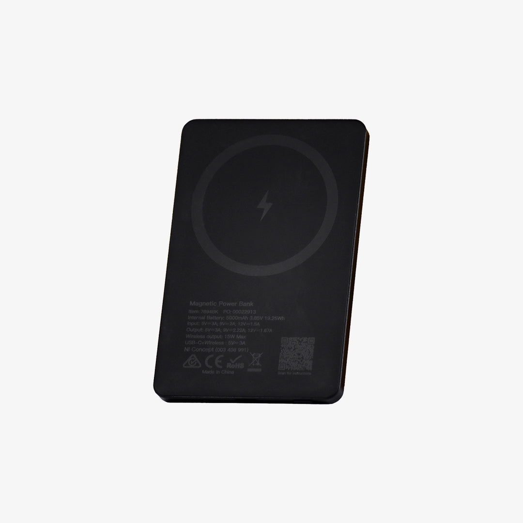 Back Panel of Nottage Slim Metal Magnetic Power Bank 5000 mAh in Black - 7894 | Mercha